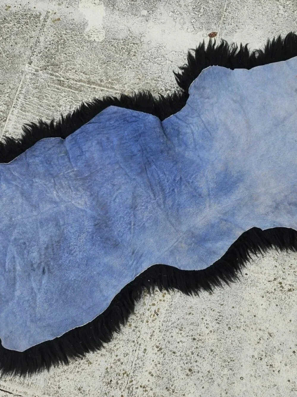 Real Fur Area Rug Handmade Sheepskin Black Real Hair Fur Home Decore Rug New